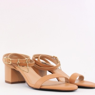 Patrizia Pepe сандали на широк ток Pompei Beige-1
